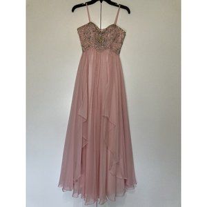 Dave and Johnny Pink Formal Prom Bejeweled Top Gown Dress sz 1/2